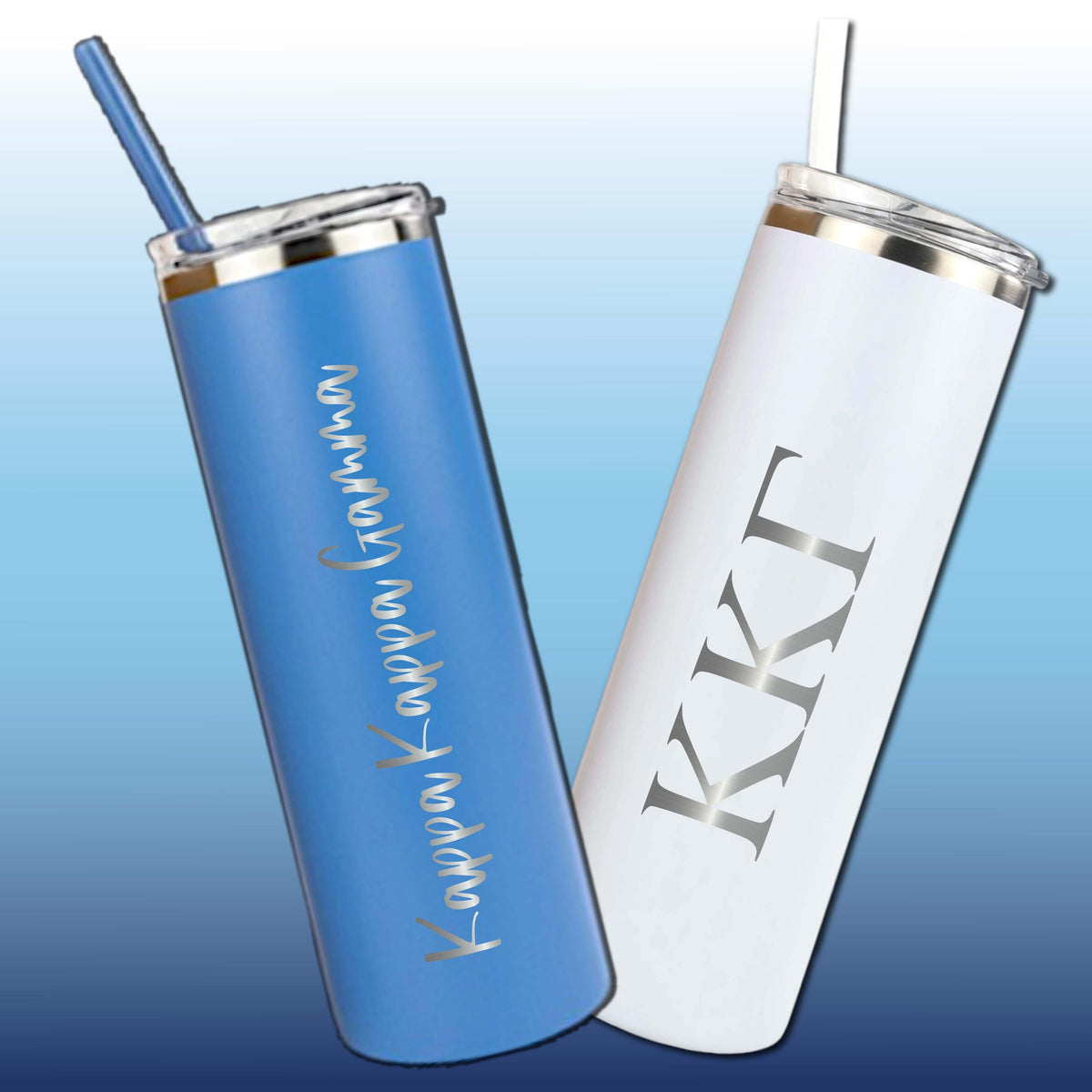 Kappa Kappa Gamma Skinny Tumbler | Engraved Greek Letters or Script