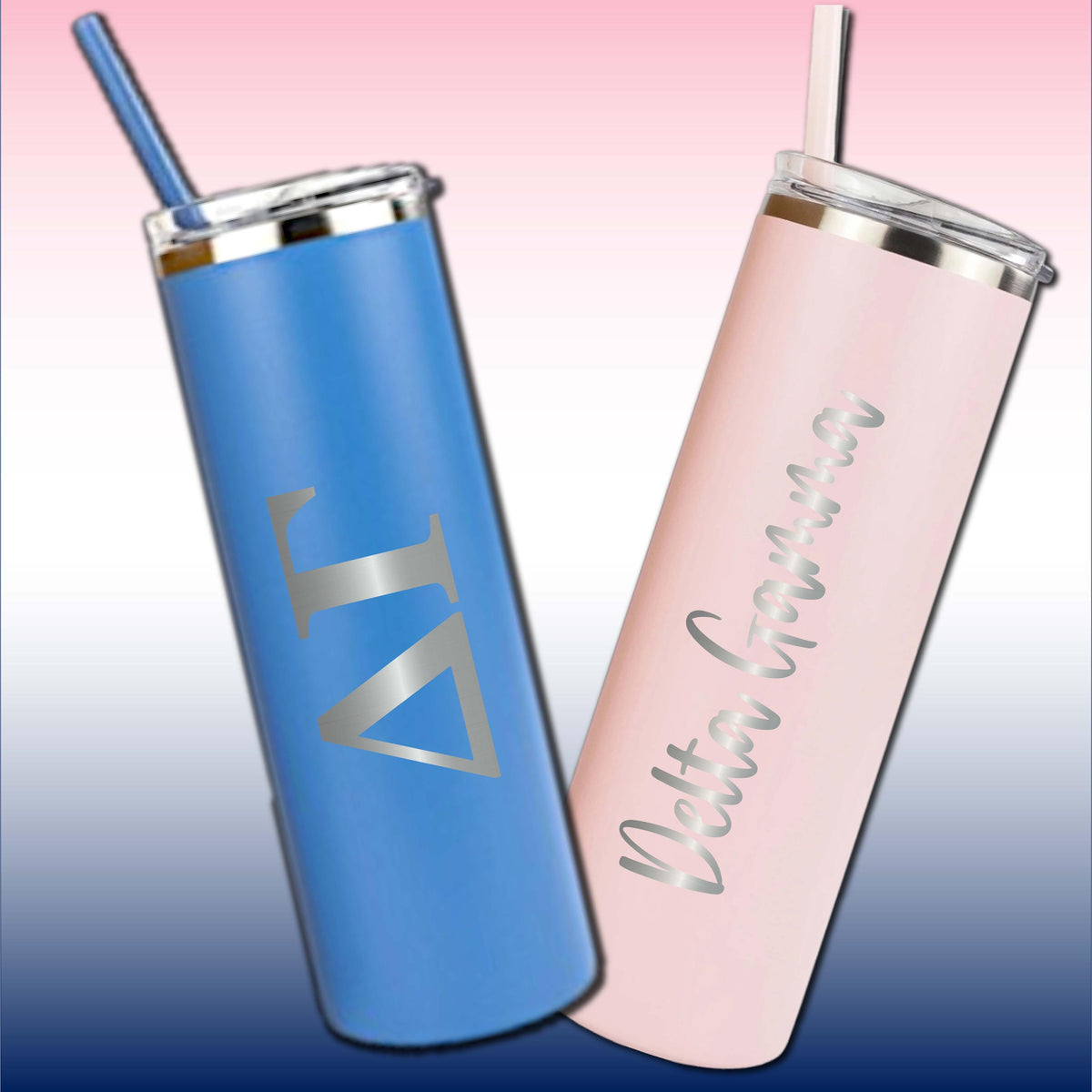 Delta Gamma Skinny Tumbler | Engraved Greek Letters or Script