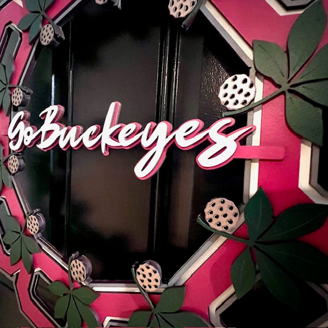 Licensed Ohio State University Block O Layered Wreath